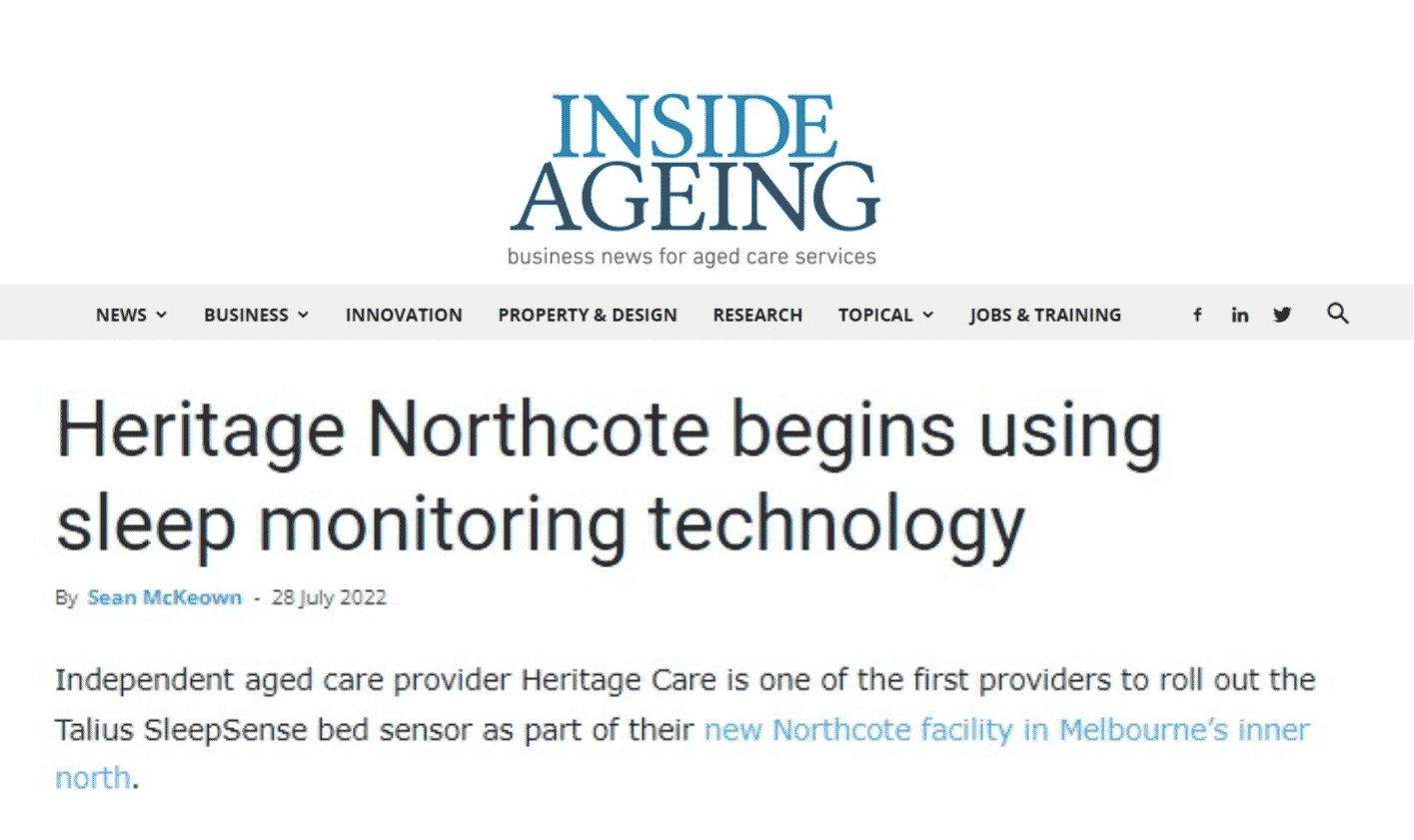 HSC technology group Inside Ageing feature