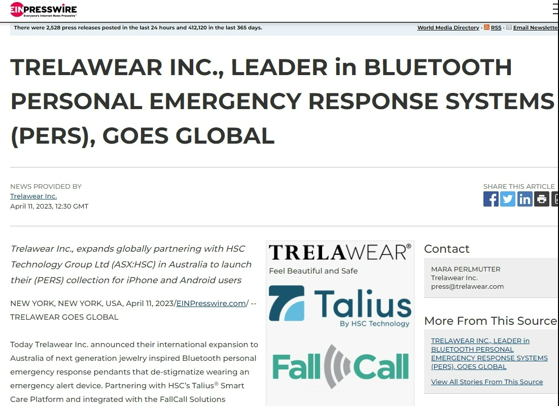 Trelawear goes global and partners with hsc technology press release