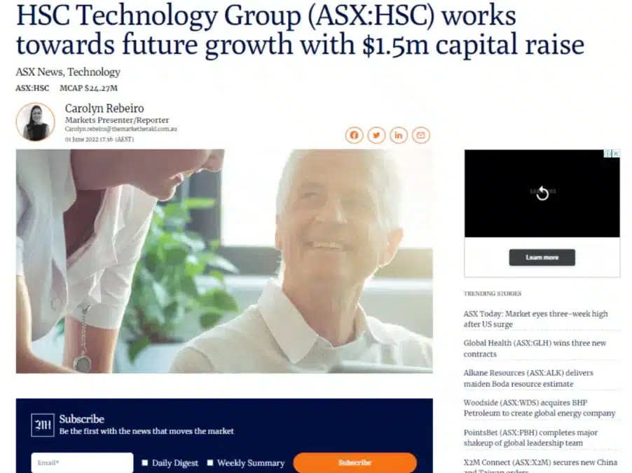 HSC Technology Group (ASX:HSC) works towards future growth with $1.5m capital raise