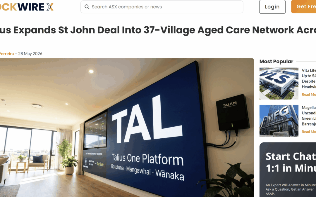 Talius Expands St John Deal Into 37-Village Aged Care Network Across NZ